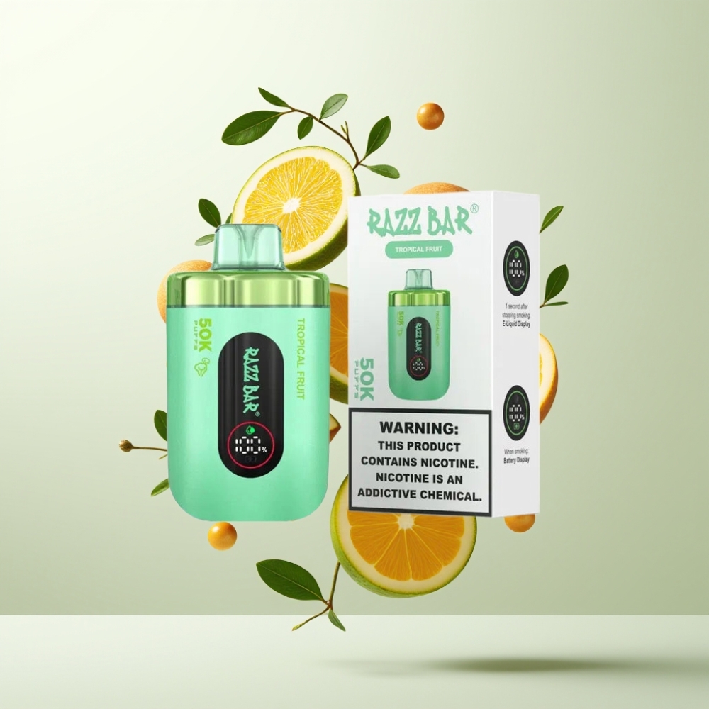 Razz Bar 50K Puffs Rechargeable Type-C 650 Mah 2% Nicotine Fruit Tropical