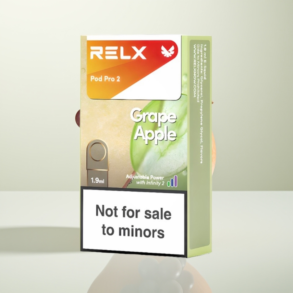 RELX Pod Pro 2 600 Puffs 1,9ml 0% Nicotine Raisin Pomme Eco/Smooth/Boost