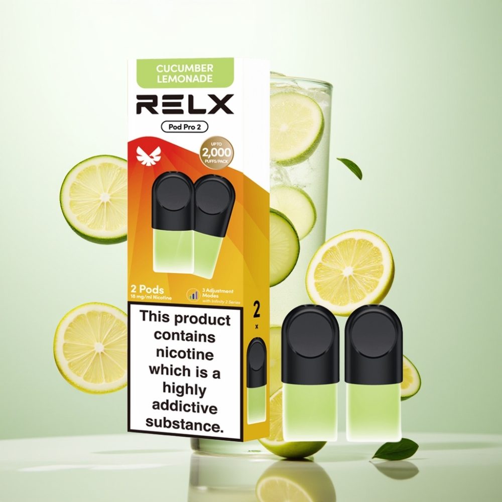 RELX Pod Pro 2 600 Puffs 1,9ml 1,8% Boisson-Citronnade Concombre 3 Modes