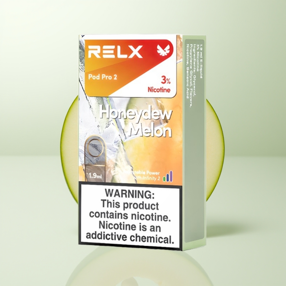 RELX Pod Pro 2 600 Puffs 1,9ml 3% Nicotine Melon Miel Éco/Smooth/Boost