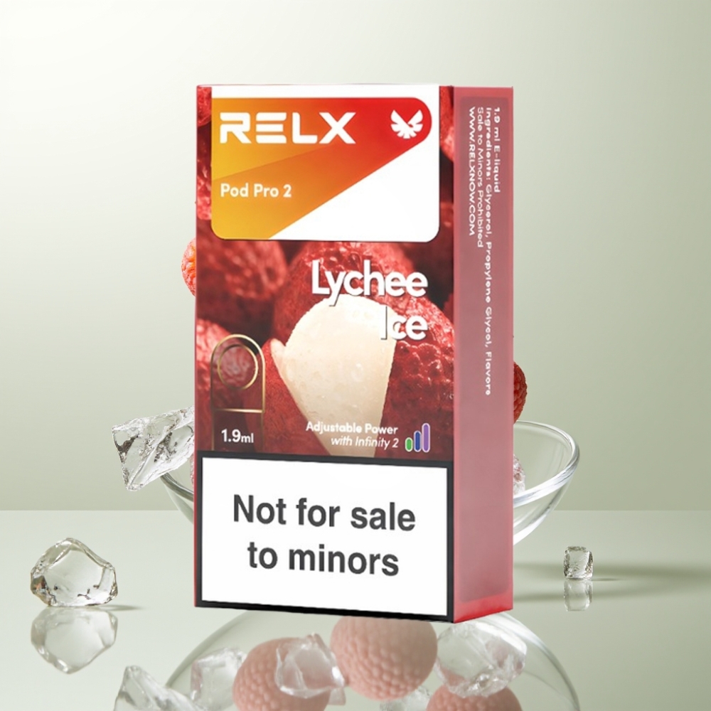 RELX Pod Pro 2 600 Puffs 1.9ml Glace au Litchi 0% Nicotine Eco/Smooth/Boost