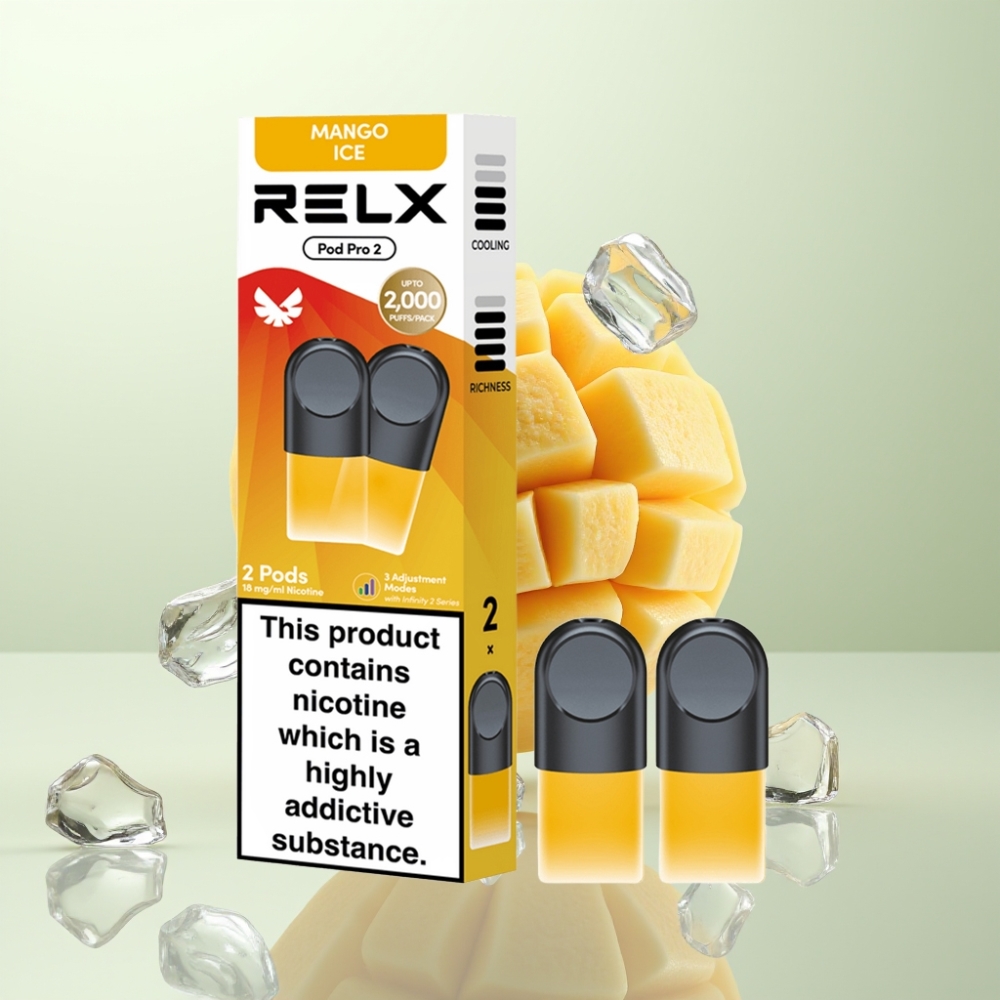 RELX Pod Pro 2 600 Puffs 1,9ml Mangue Glacé 1,8% Eco/Smooth/Boost