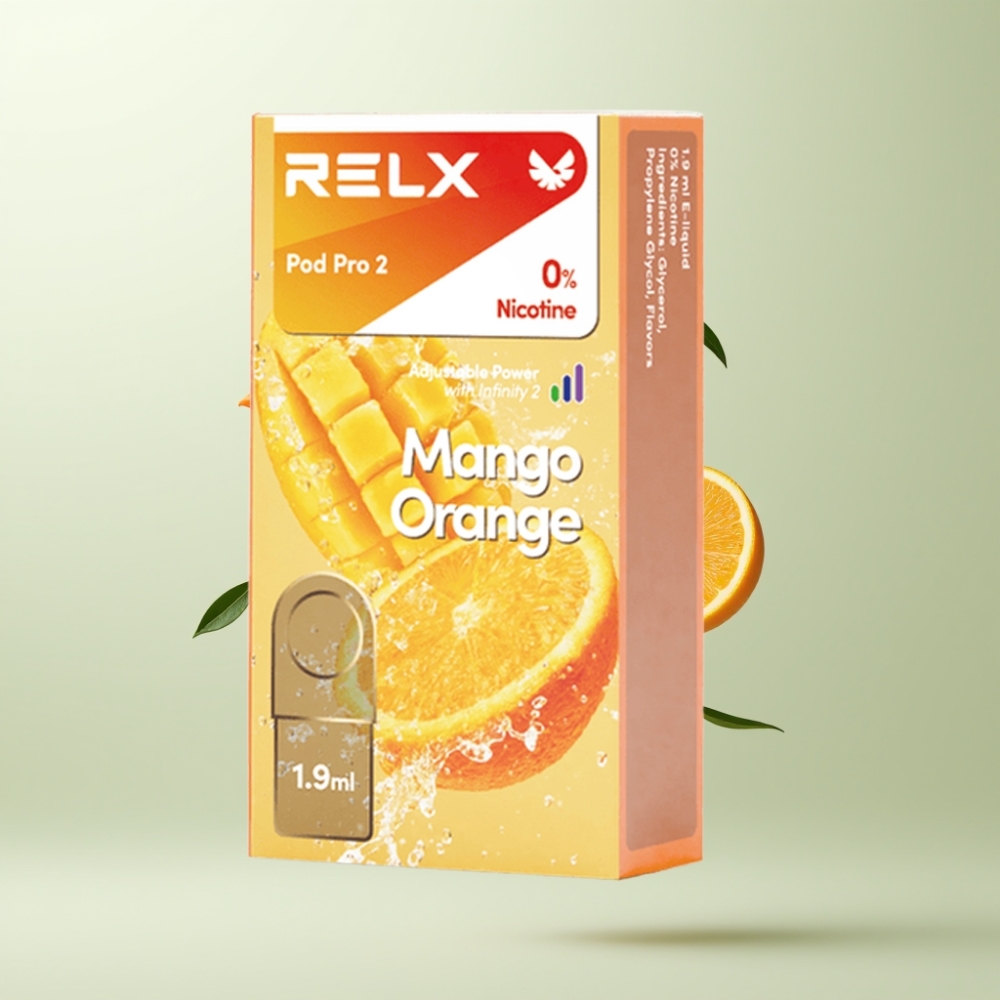 RELX Pod Pro 2 600 Puffs 1.9ml Mangue Orange 0% Nicotine Eco/Smooth/Boost Mode