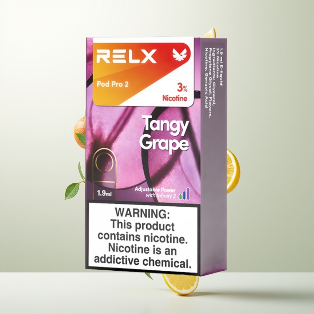 RELX Pod Pro 2 600 Puffs 3% 1.9ml Raisin Acidulé Éco/Smooth/Boost