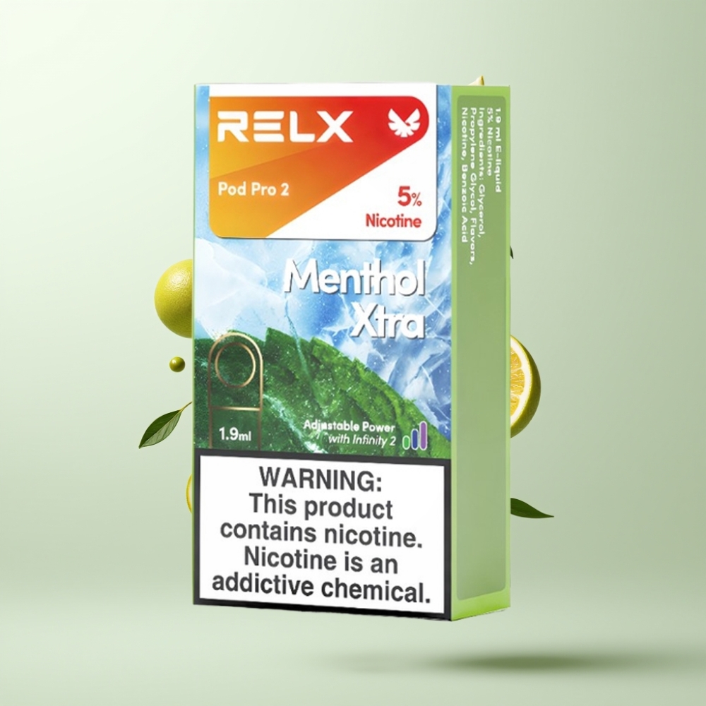 RELX Pod Pro 2 600 Puffs 5% Nicotine 1.9ml Menthe Xtra 3 Modes
