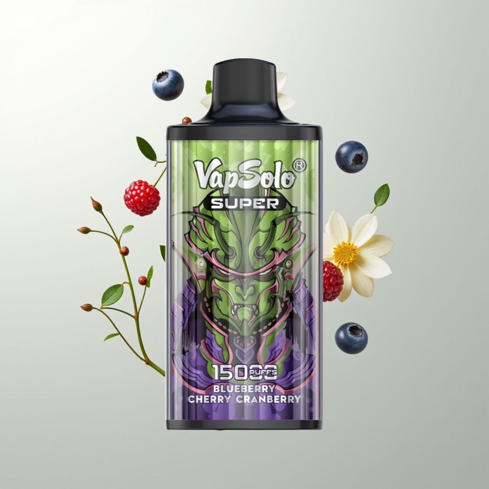 Vapsolo Super 15000 Puffs 40ml Myrtille Cerise Cranberry 850mah Type-C