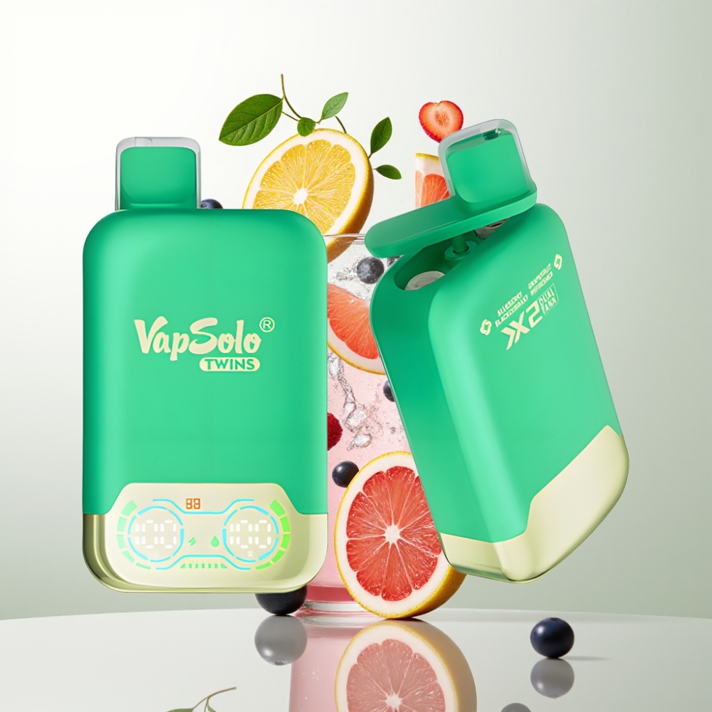 Vapsolo Twins 20000 Puffs 40ml 20/50mg Type-C Myrtille Cassis & Pamplemousse Rafraîchissant