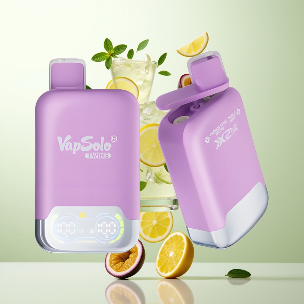 Vapsolo Twins 20000 Puffs 40ml Double Réservoir Type-C Mojito Fruit de la Passion & Triple Menthe