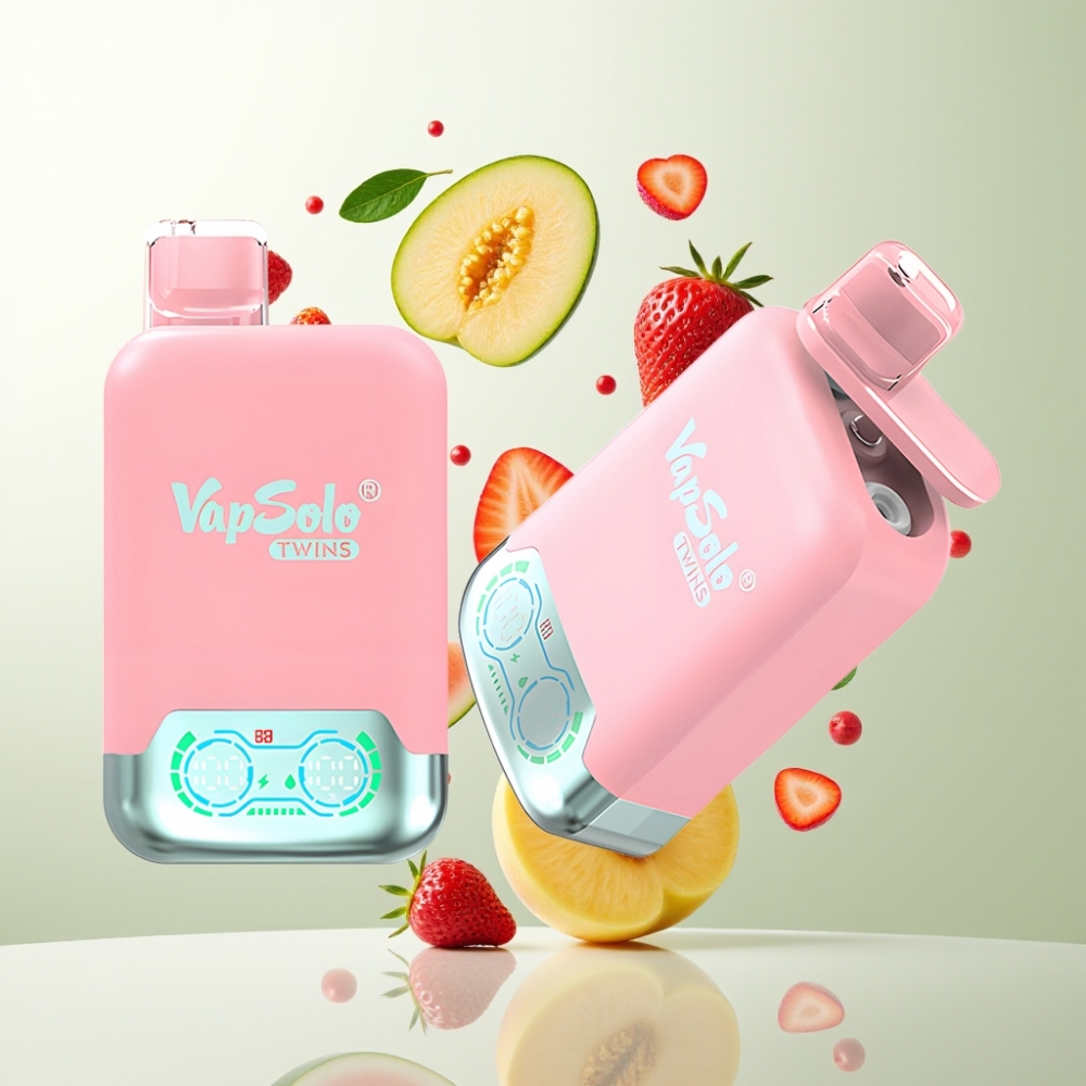 Vapsolo Twins 20000 Puffs 40ml Fraise Glacée & Mangue Pêche Pastèque Double Réservoir Type-C