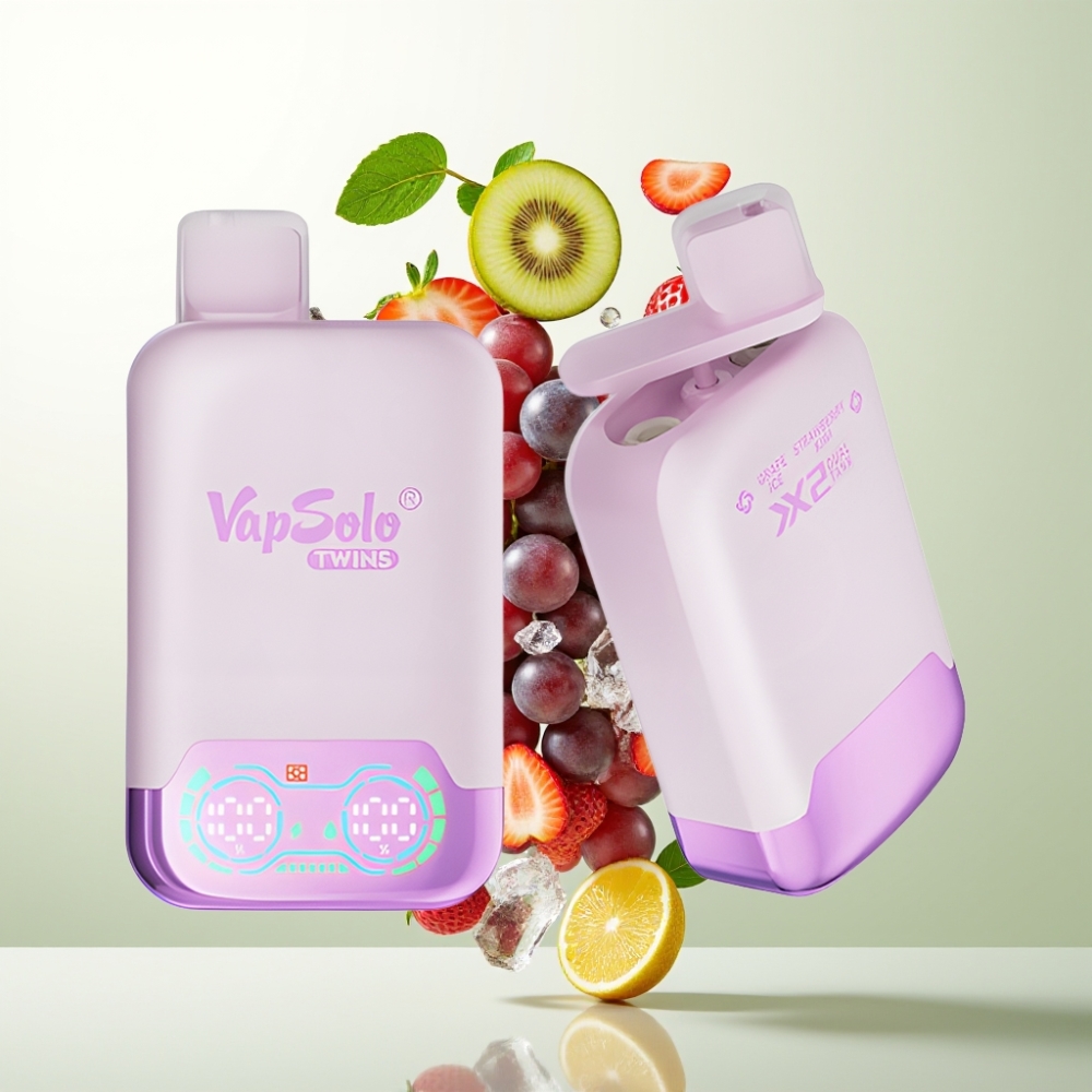 Vapsolo Twins 20000 Puffs 40ml Glace Raisin & Fraise Kiwi Type-C
