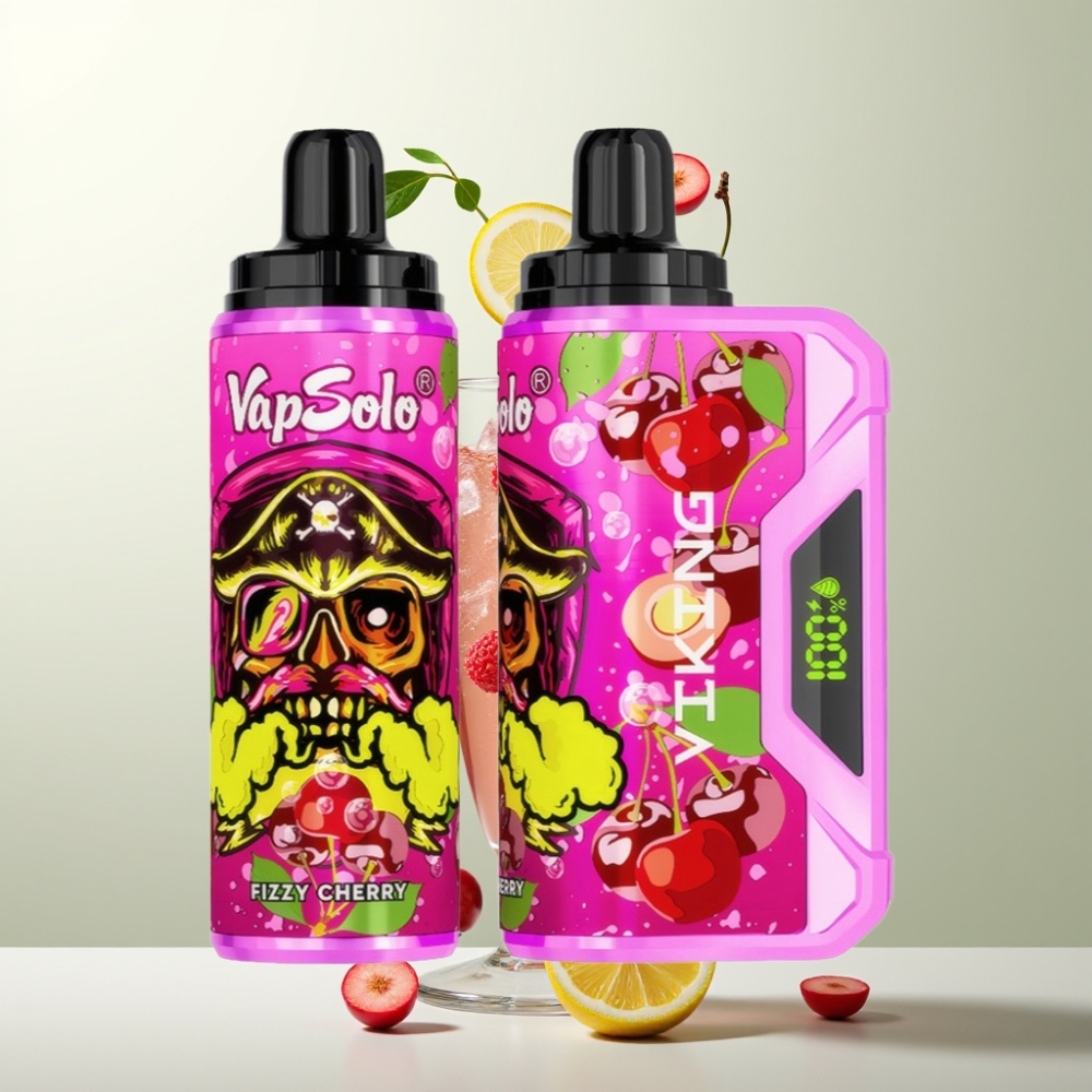 VapSolo VIKING 12000 Puffs 22ml Cerise Pétillante Type-C LED