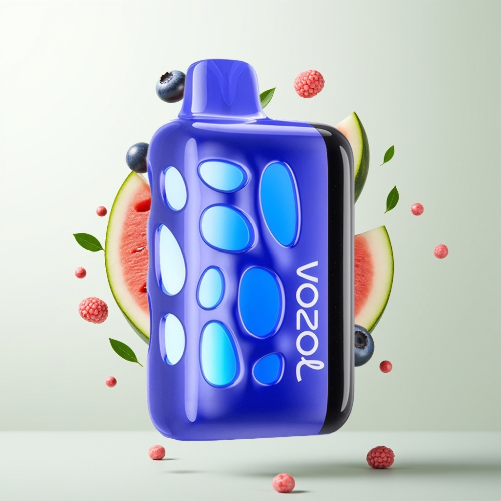 VOZOL RAVE 40000 Puffs Design Lumineux 270° Mode Fête Synchronisé 80% Charge en 20 Min Myrtille Pastèque