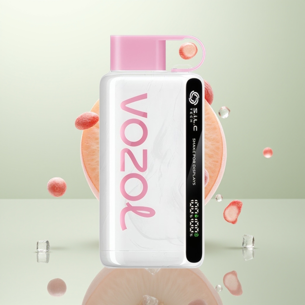 VOZOL STAR 9000/12000 Puffs Secouer pour Affichage S.i.L.C TECH Charge Rapide 30% Recyclé Pêche Glacée