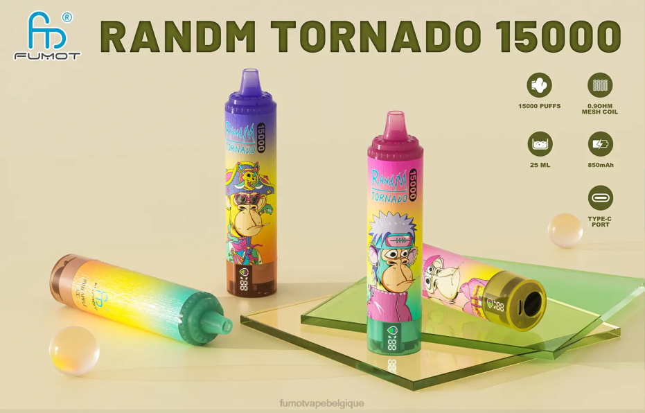 Fumot Tornado 15000 vape jetable 25ml (1 pièce) 62HZ170 glace aux raisins Fumot vape nicotine